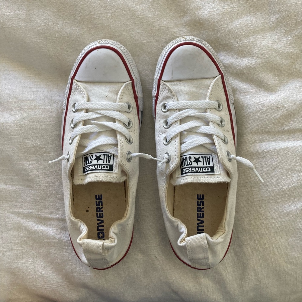 Converse white slip ons - size 7